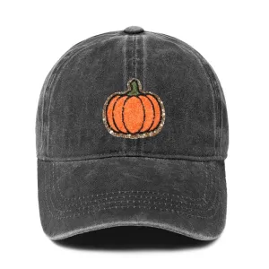 Glitter Chenille Pumpkin Patch Baseball Cap
