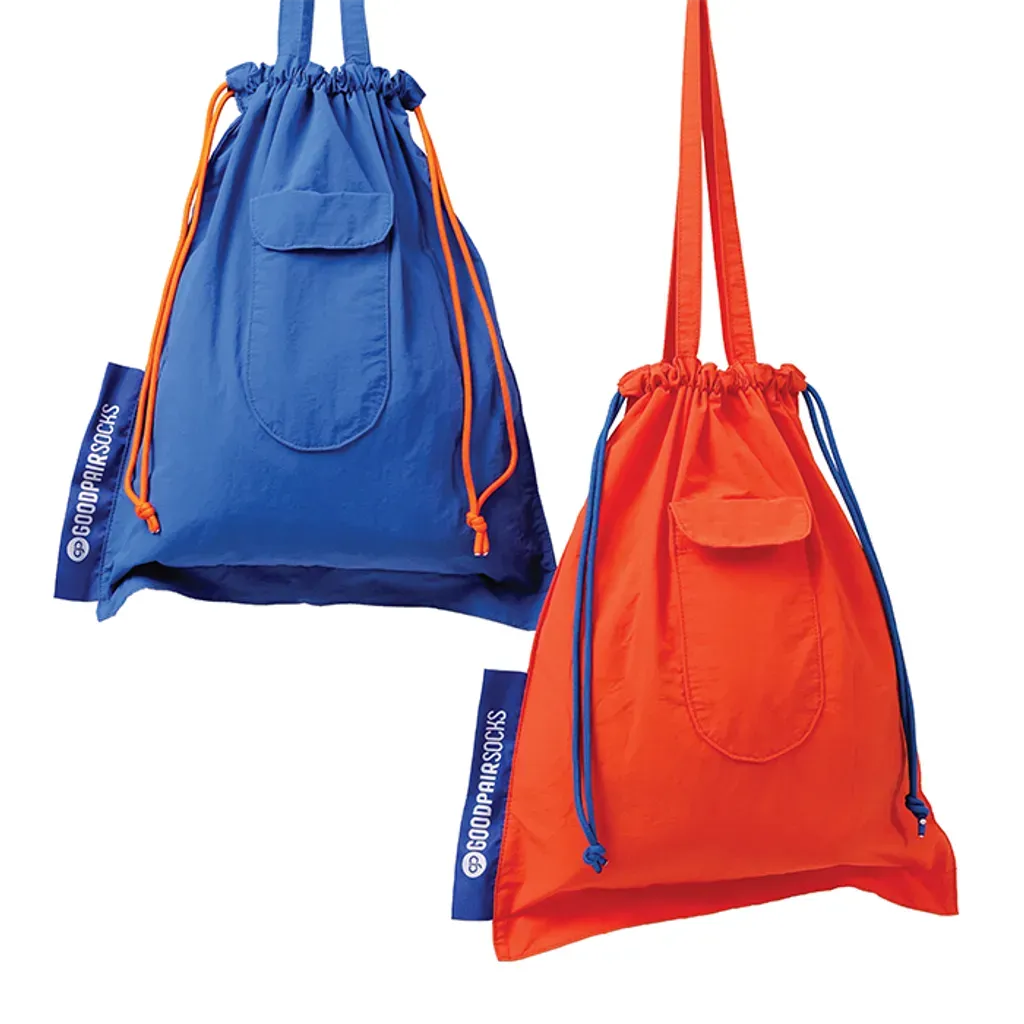 GOODPAIR SOCKS: LIPATO | Neon Orange | Foldable Drawstring Tote Bag