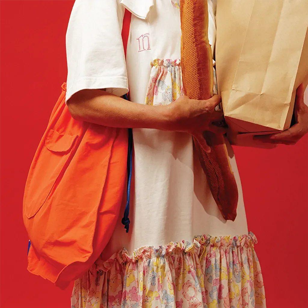 GOODPAIR SOCKS: LIPATO | Neon Orange | Foldable Drawstring Tote Bag