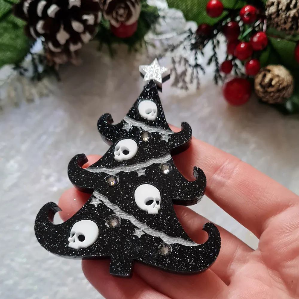 Gothic Christmas Tree Brooch by Cherryloco