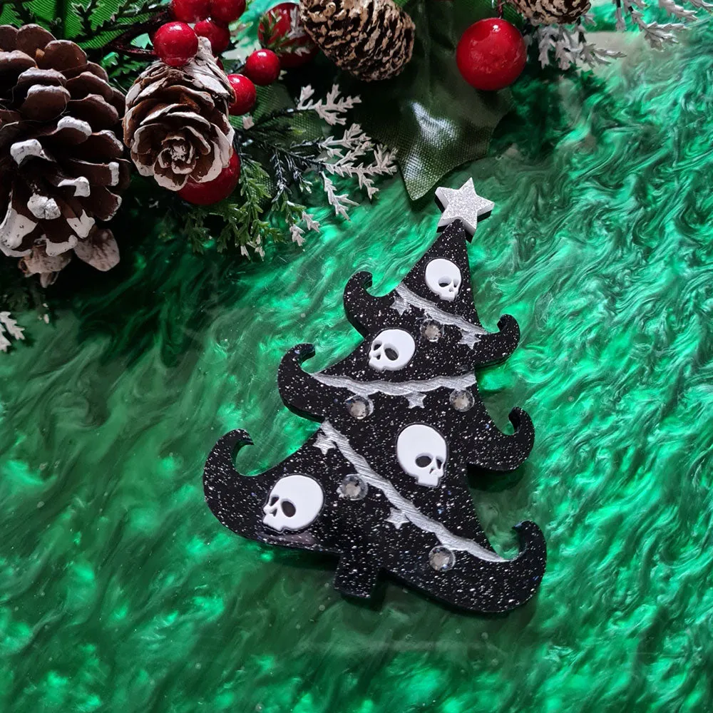 Gothic Christmas Tree Brooch by Cherryloco