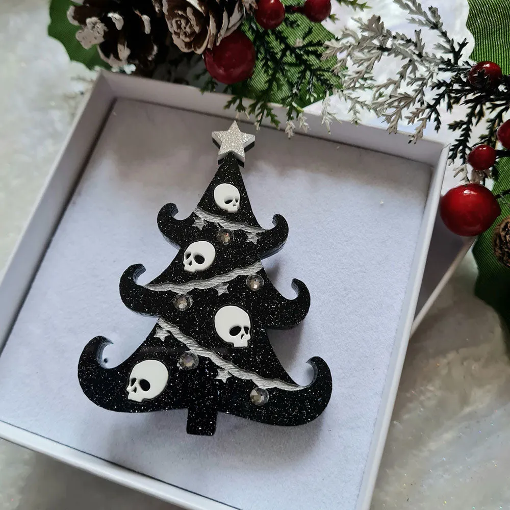 Gothic Christmas Tree Brooch by Cherryloco