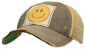 Happy Face Distressed Trucker Cap