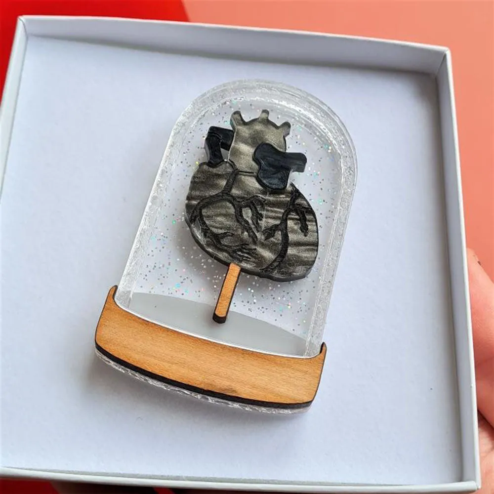 Heart In A Bell Jar Brooch by Cherryloco Jewellery