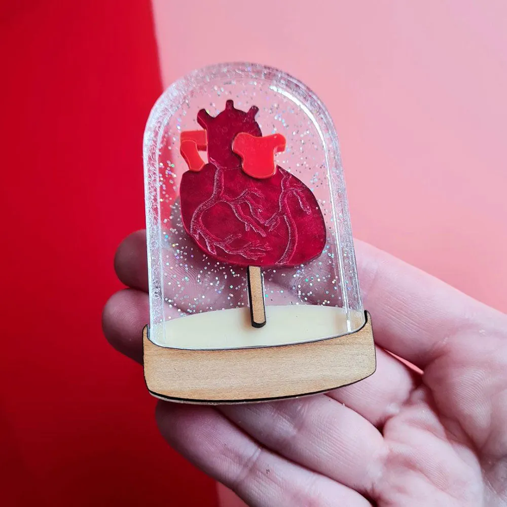 Heart In A Bell Jar Brooch by Cherryloco Jewellery