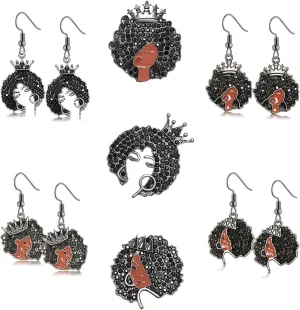 HEIDKRUEGER African Jewelry Sets for Women Black Women Brooches and African Dangle Earrings
