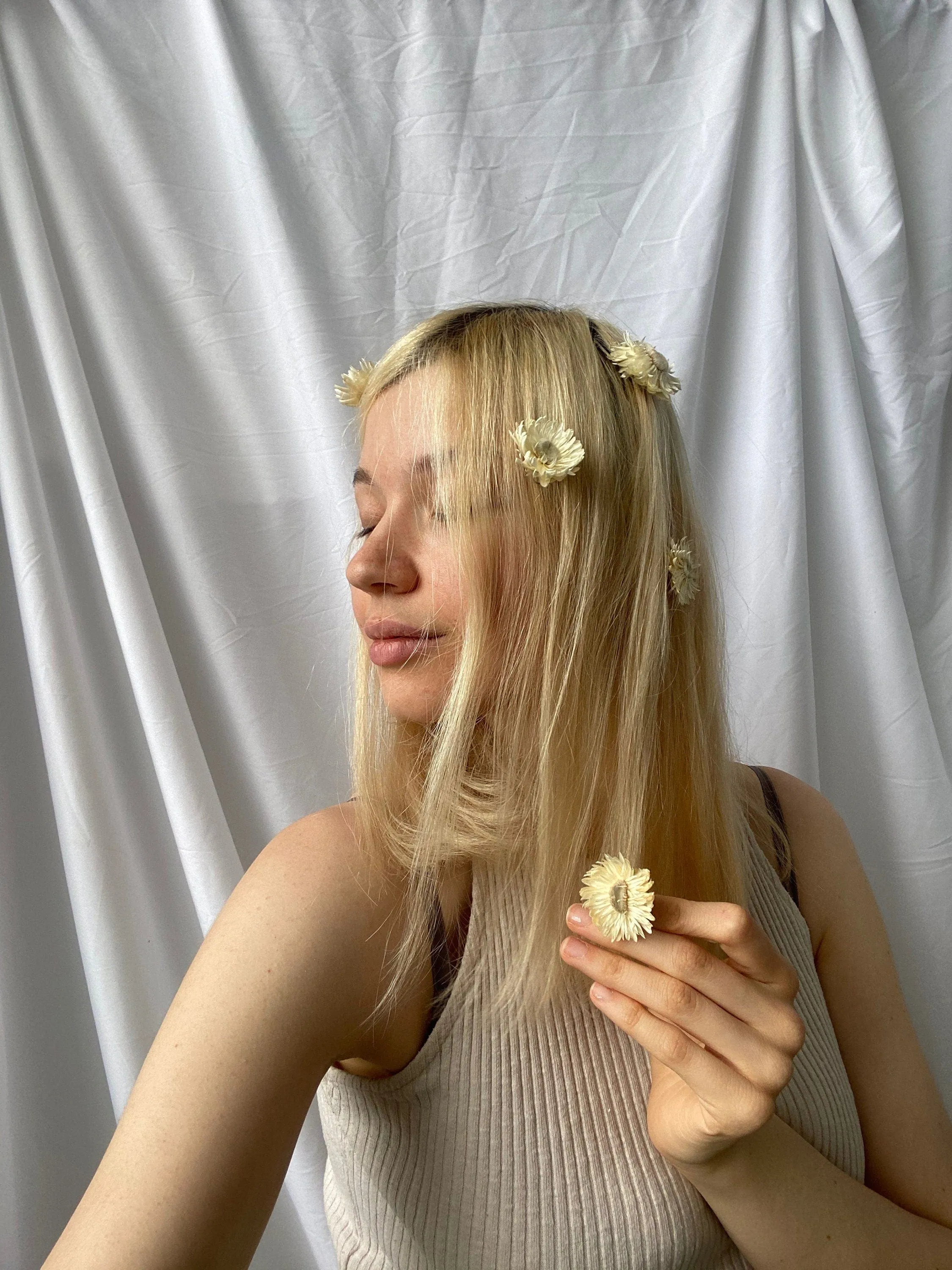 Helichrysum Hair Pins / Boho Bridal Hair Pins / Real Dried Flowers Hair Pin