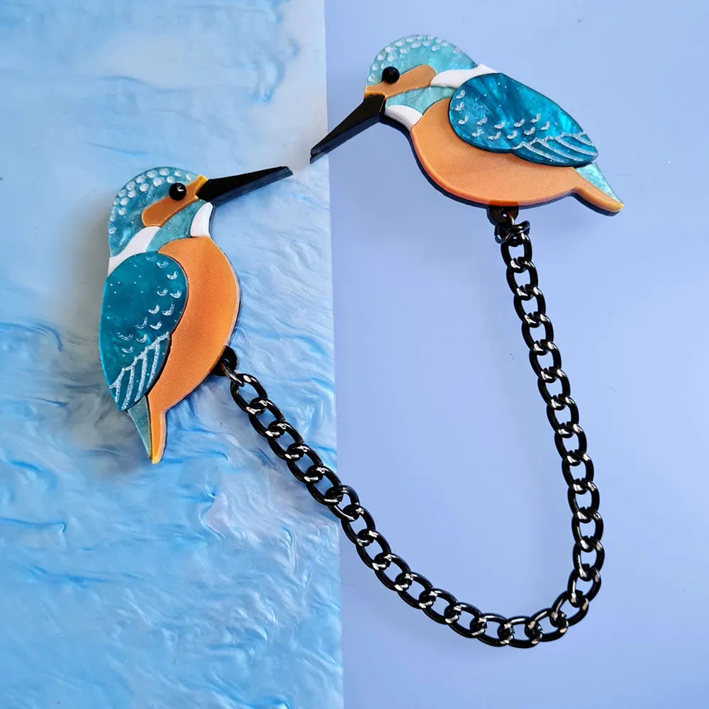 Kingfisher Collar Clip Brooch by Cherryloco