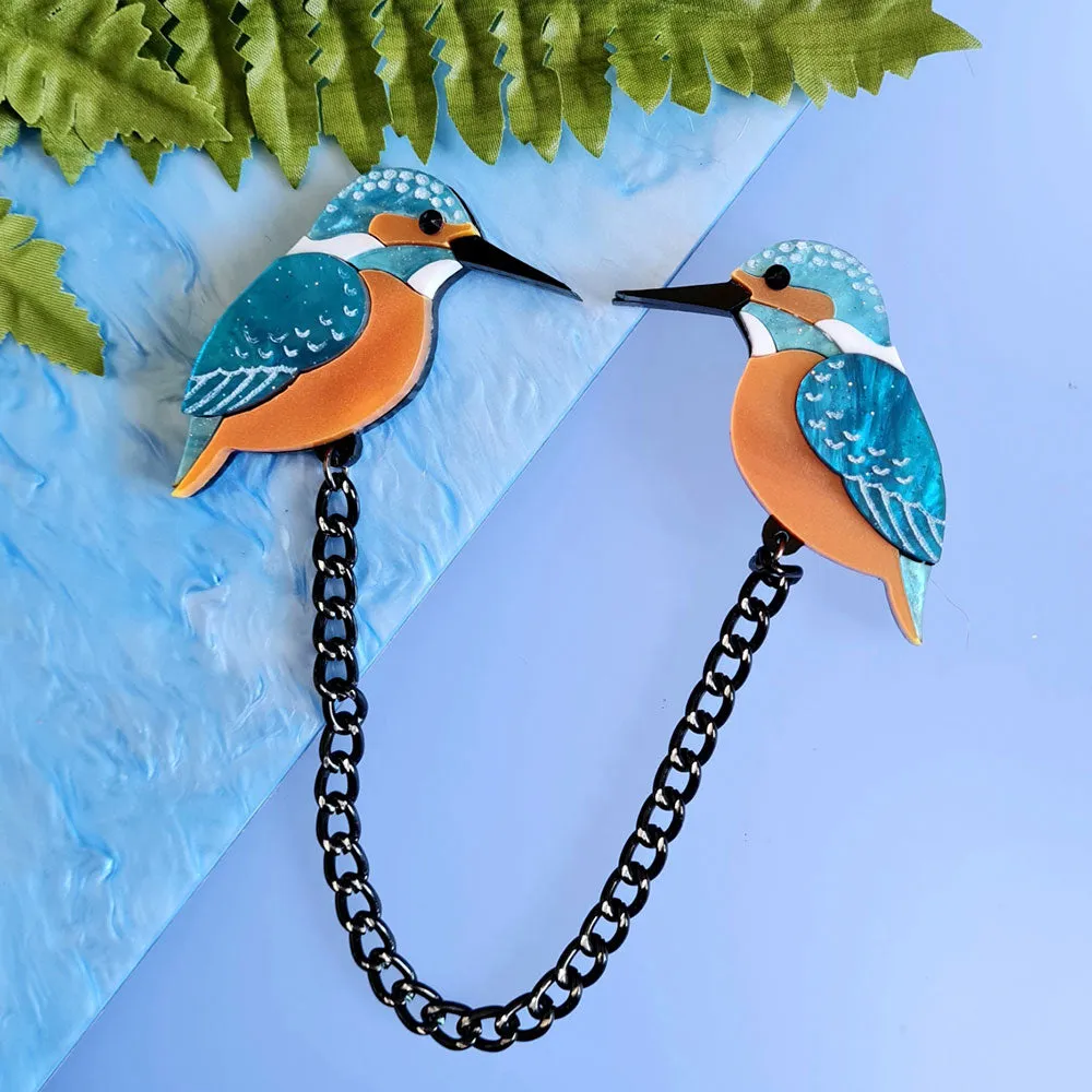 Kingfisher Collar Clip Brooch by Cherryloco