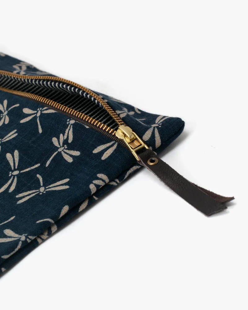Kiriko Original Flat Medium Zipper Pouch, Indigo Large Tonbo