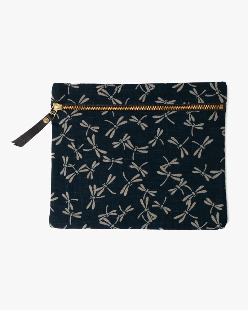 Kiriko Original Flat Medium Zipper Pouch, Indigo Large Tonbo