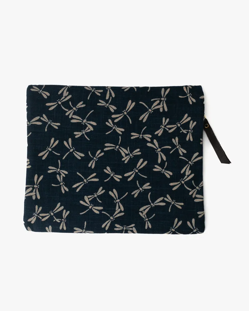 Kiriko Original Flat Medium Zipper Pouch, Indigo Large Tonbo