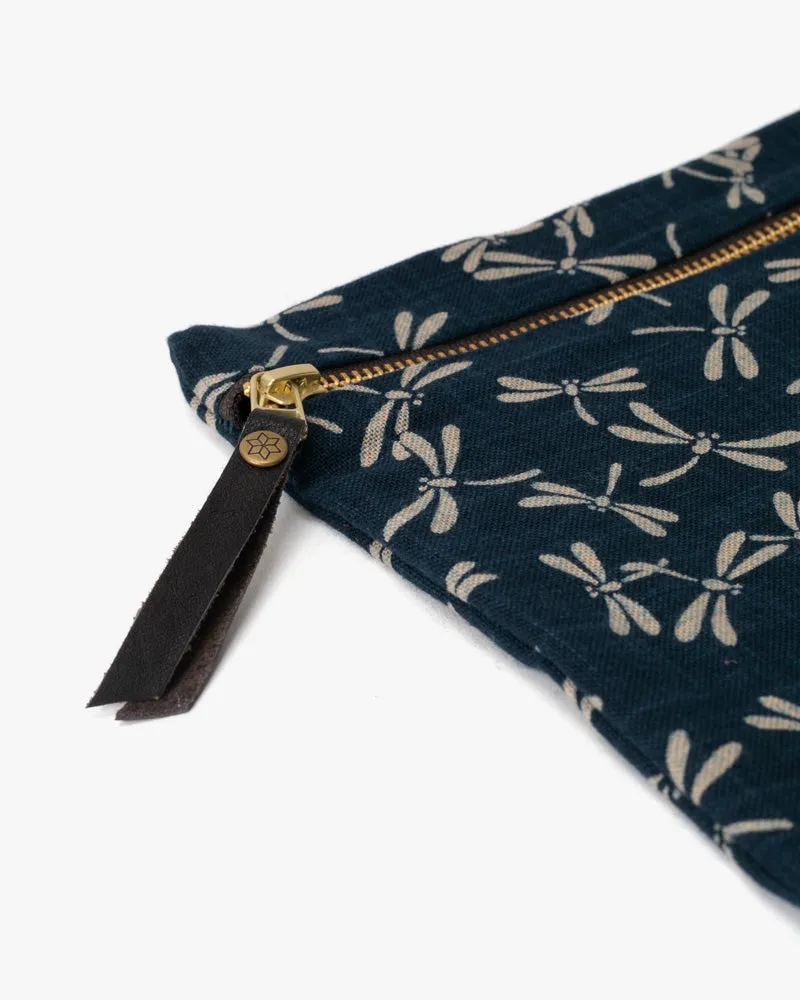 Kiriko Original Flat Medium Zipper Pouch, Indigo Large Tonbo