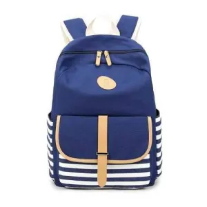 Korean Style Fashion Canvas Backpack Casual Travel Bag - Blue