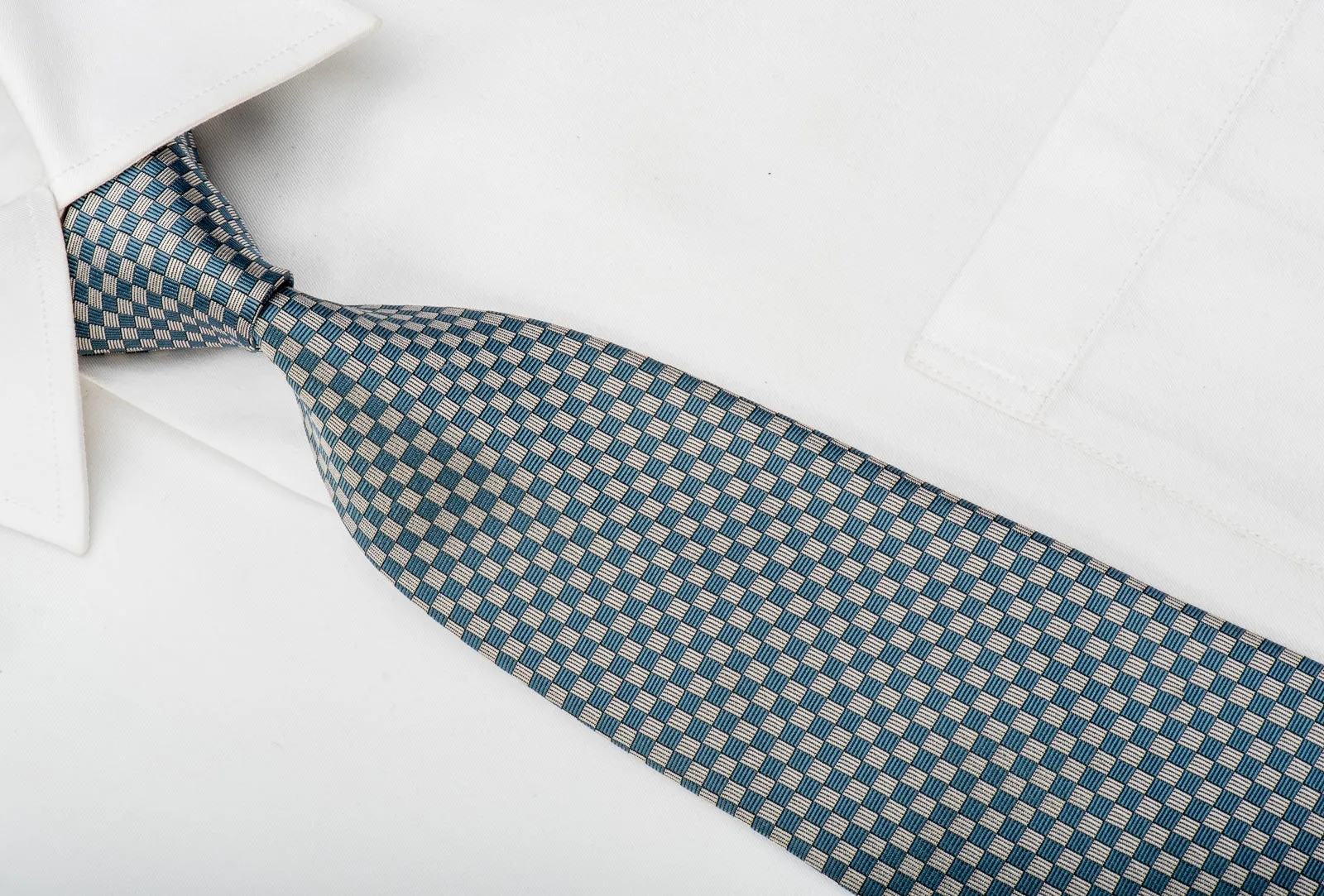 Louis Vuitton Silk Necktie Checker In Blue Gray