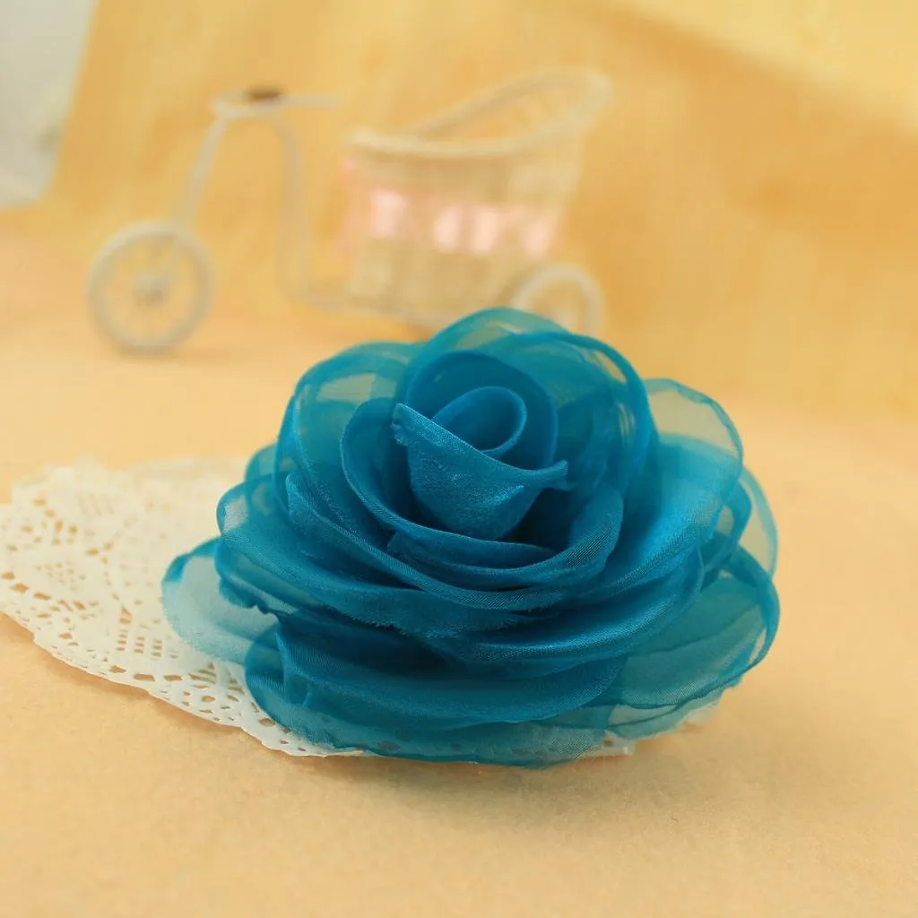 Lovely Rose Flower Hair Clips and Brooches for Women | Floral Pins and Accessories with Green Brooch