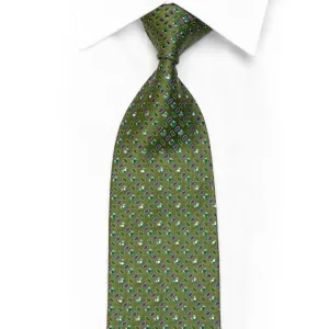 MCM Rhinestone Silk Necktie Geometric On Green