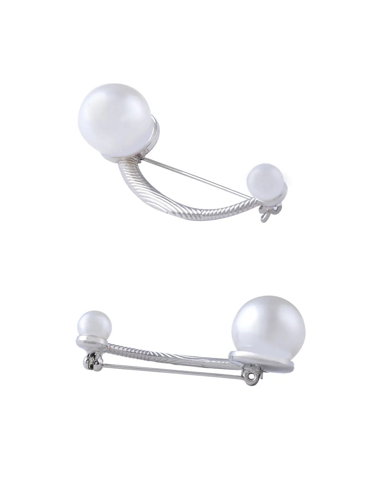 Mesmerising Silver Tone Pearl Brooch Pin