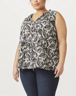 Mira Tie-Neck Blouse | Black / White