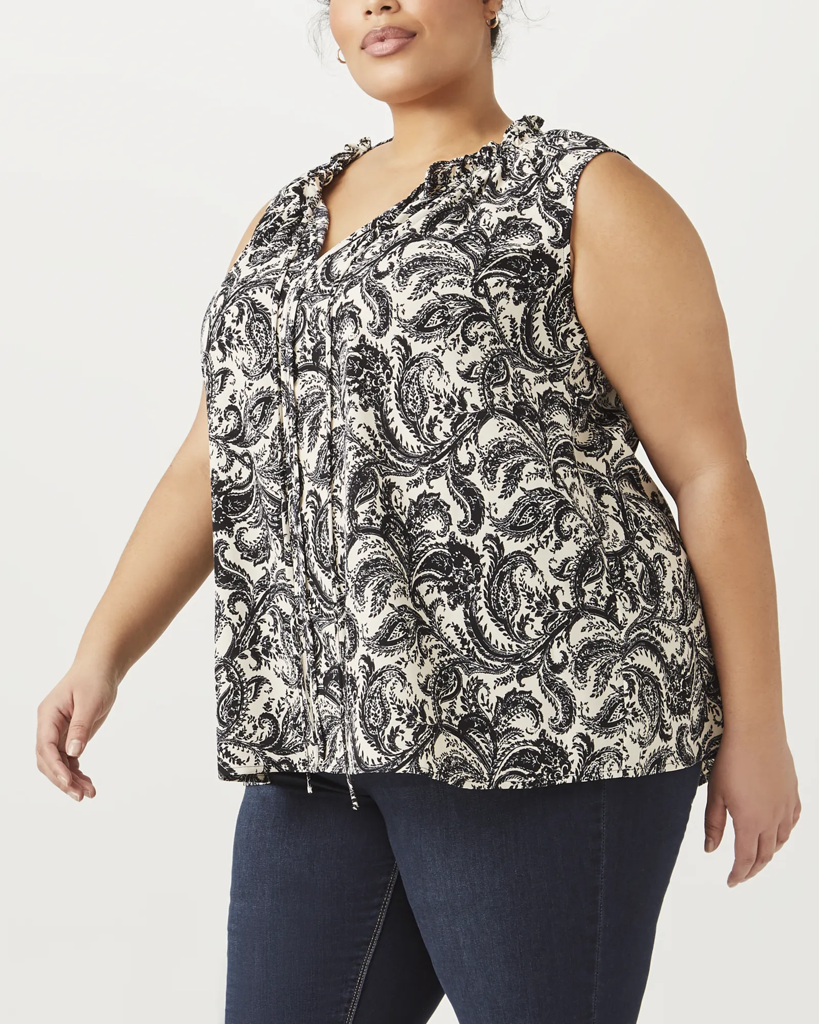 Mira Tie-Neck Blouse | Black / White