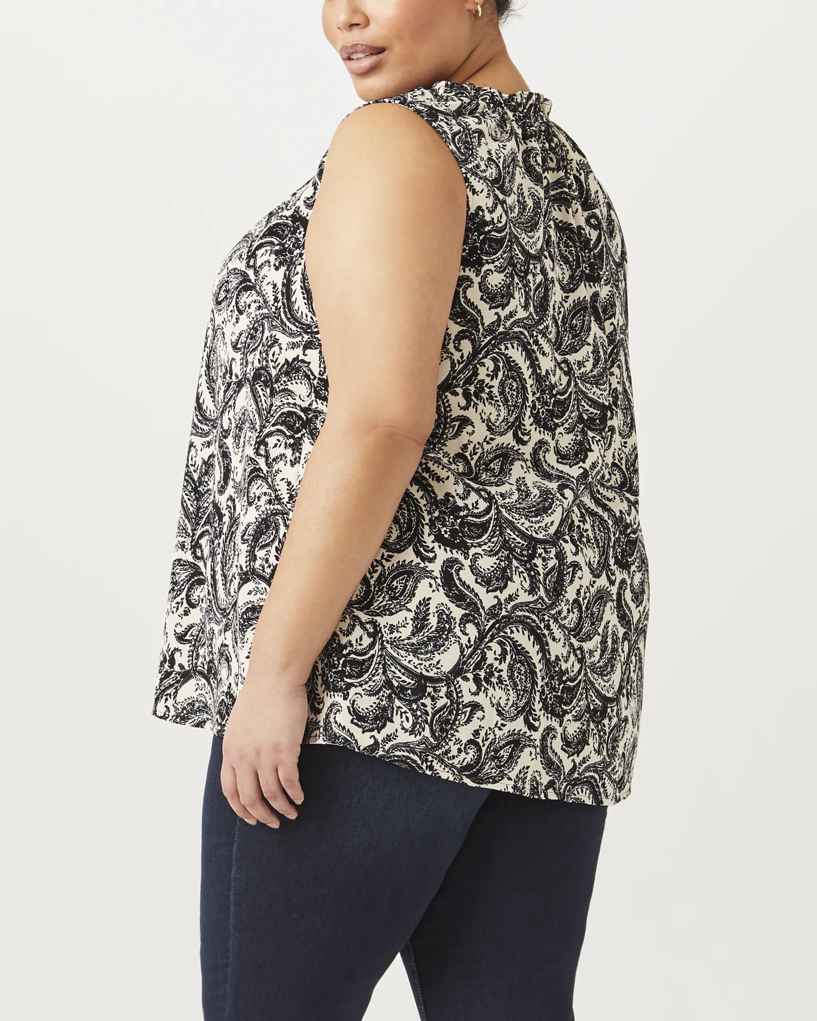 Mira Tie-Neck Blouse | Black / White