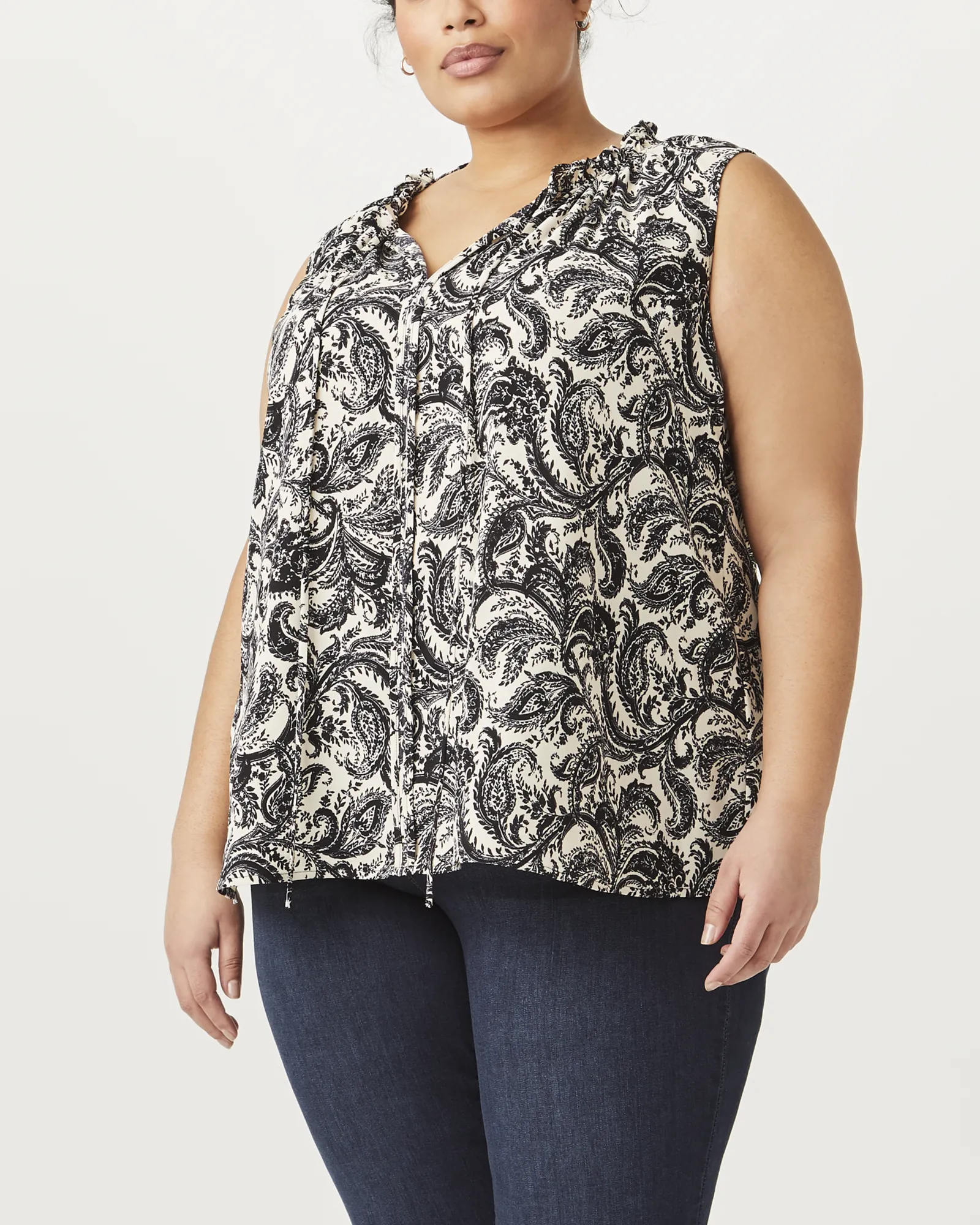 Mira Tie-Neck Blouse | Black / White