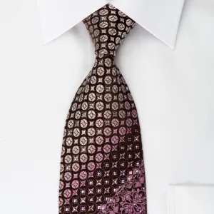Nina Ricci Silk Rhinestone Necktie Anthemion Motif On Purple With Silver Sparkles