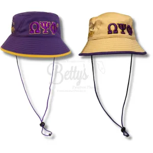 Omega Psi Phi Mesh Flex Fit ΩΨΦ Greek Letters Embroidered Bucket Hat with Drawstring