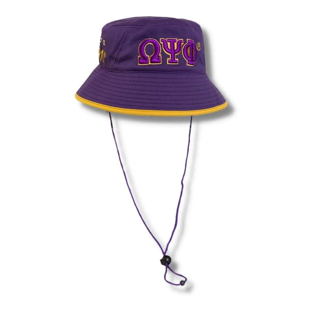 Omega Psi Phi Mesh Flex Fit ΩΨΦ Greek Letters Embroidered Bucket Hat with Drawstring