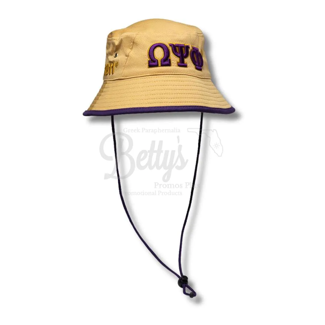 Omega Psi Phi Mesh Flex Fit ΩΨΦ Greek Letters Embroidered Bucket Hat with Drawstring