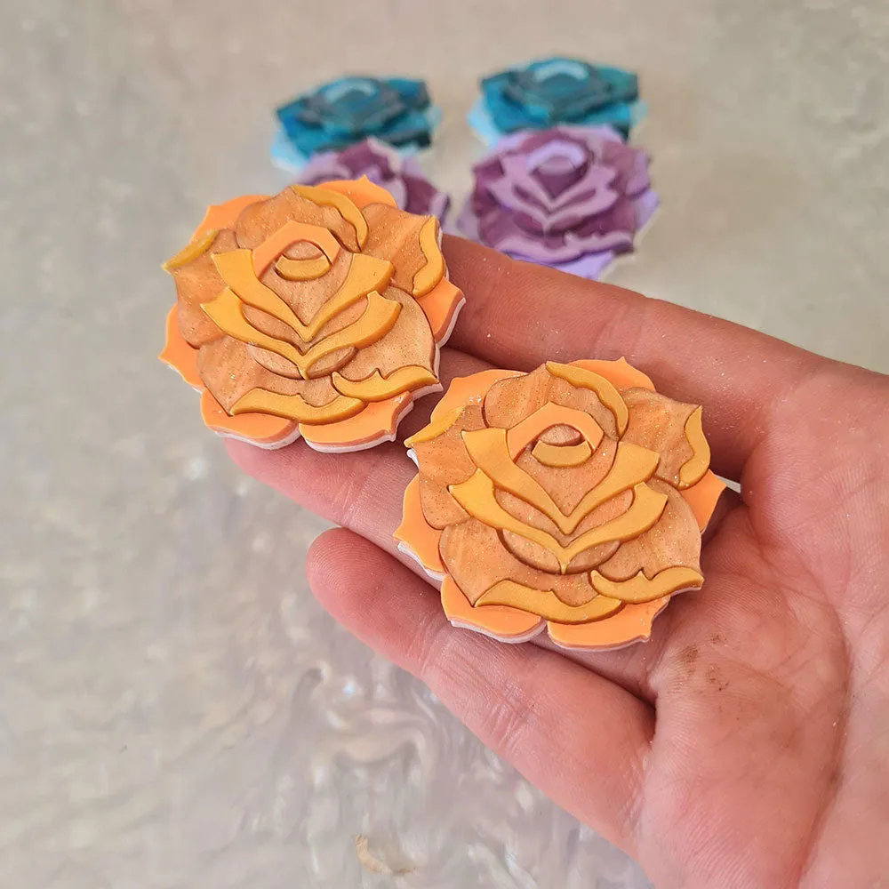 Pastel Rose Brooch Set by Cherryloco Jewellery