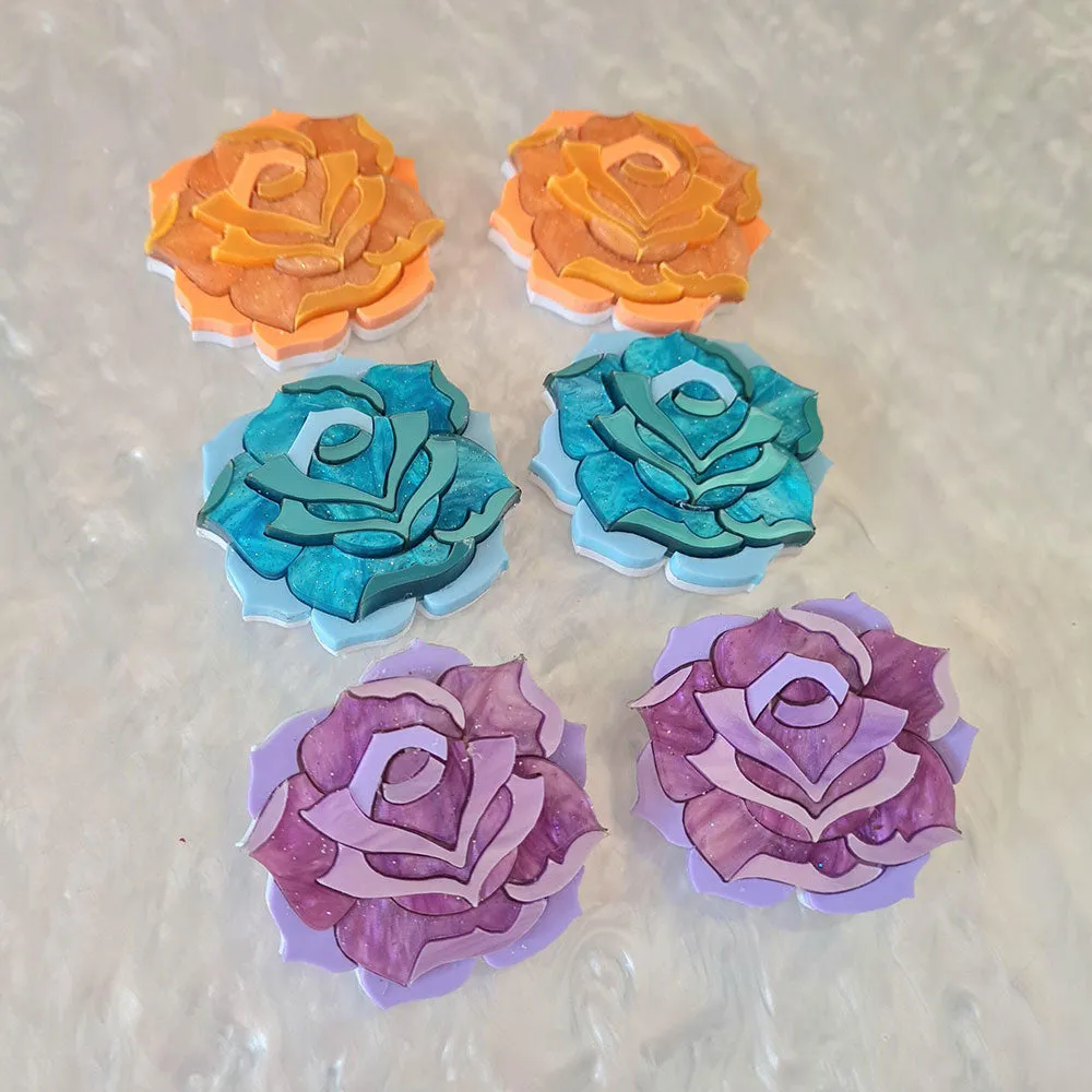 Pastel Rose Brooch Set by Cherryloco Jewellery
