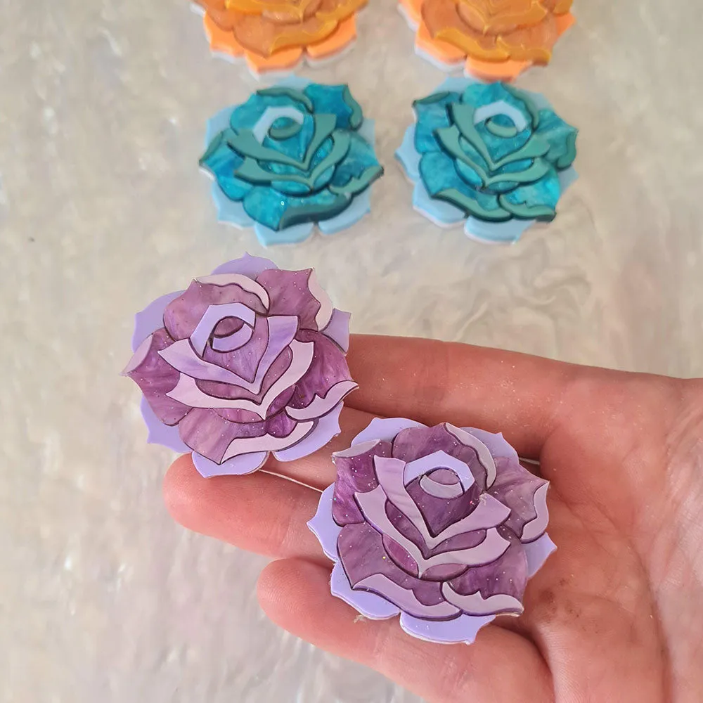 Pastel Rose Brooch Set by Cherryloco Jewellery