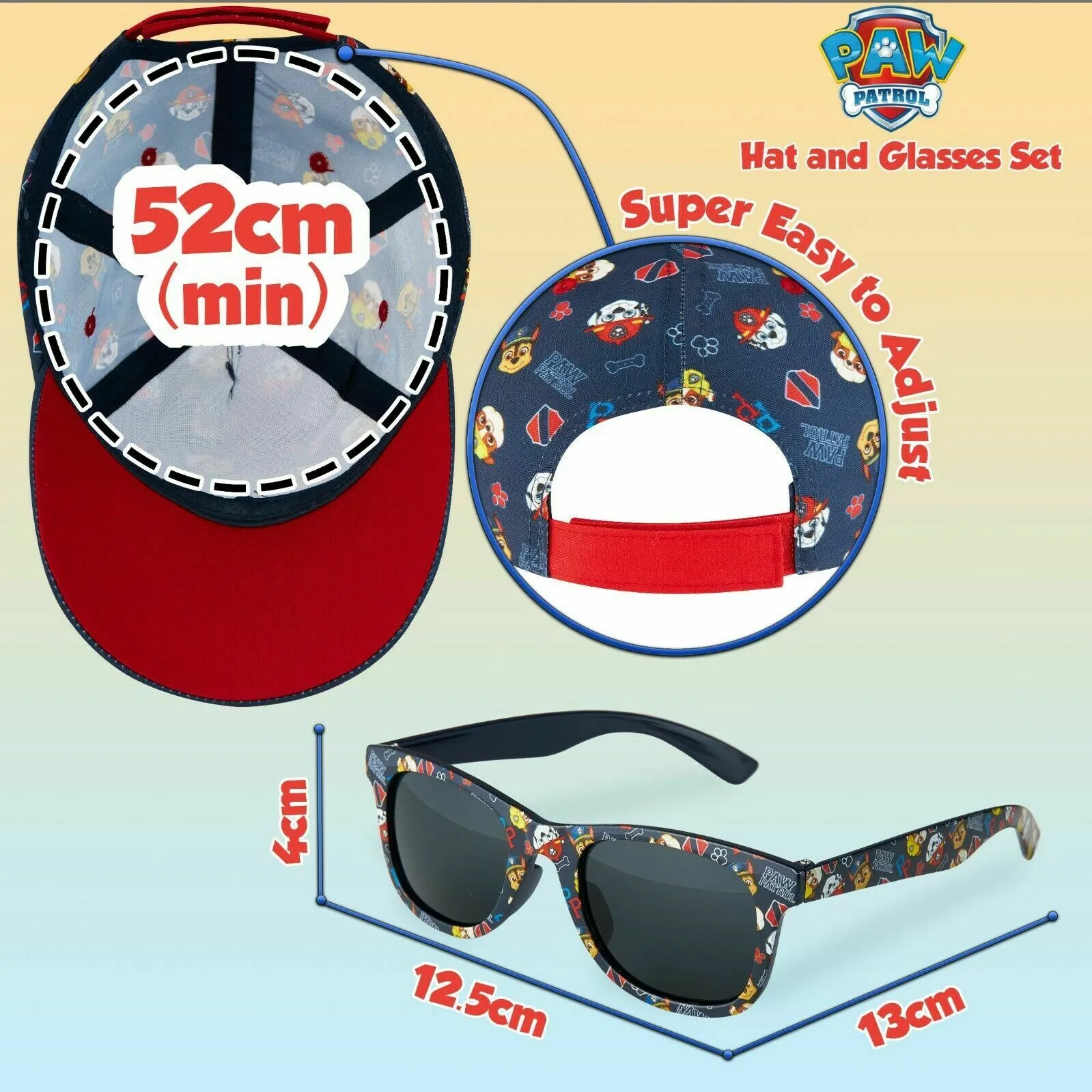 Paw Patrol Baseball Cap and Kids Sunglasses - Boys Sun Hat & UV400 Sunglasses