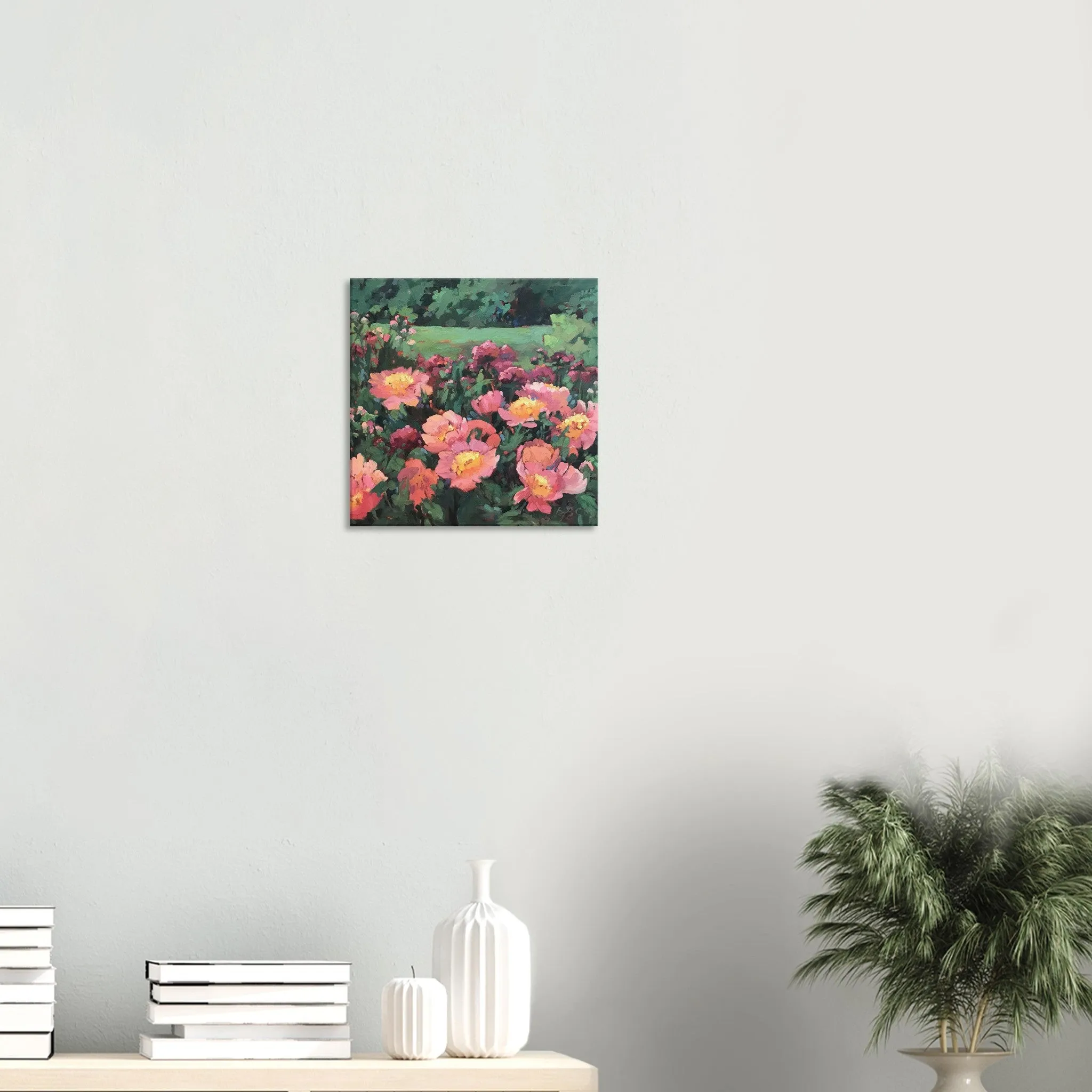 'Pink Princess' Floral I 16x16 inch Art Print on Canvas I Original Artwork by American Artist Barbara Cleary I F25