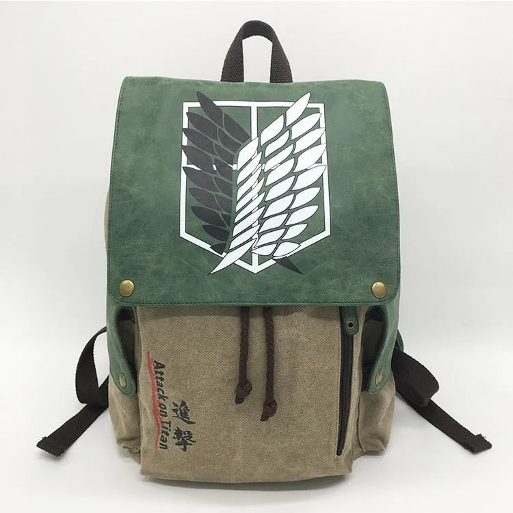 "FLYING WINGS" - Attack On Titan Scouts Anime Canvas Backpack