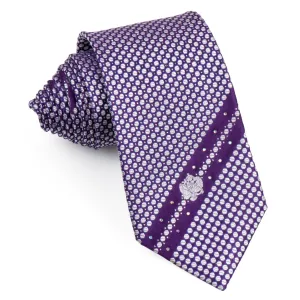 Rhinestone Tie By Renoma Silver Dots On Purple Silk With Silver Sparkles