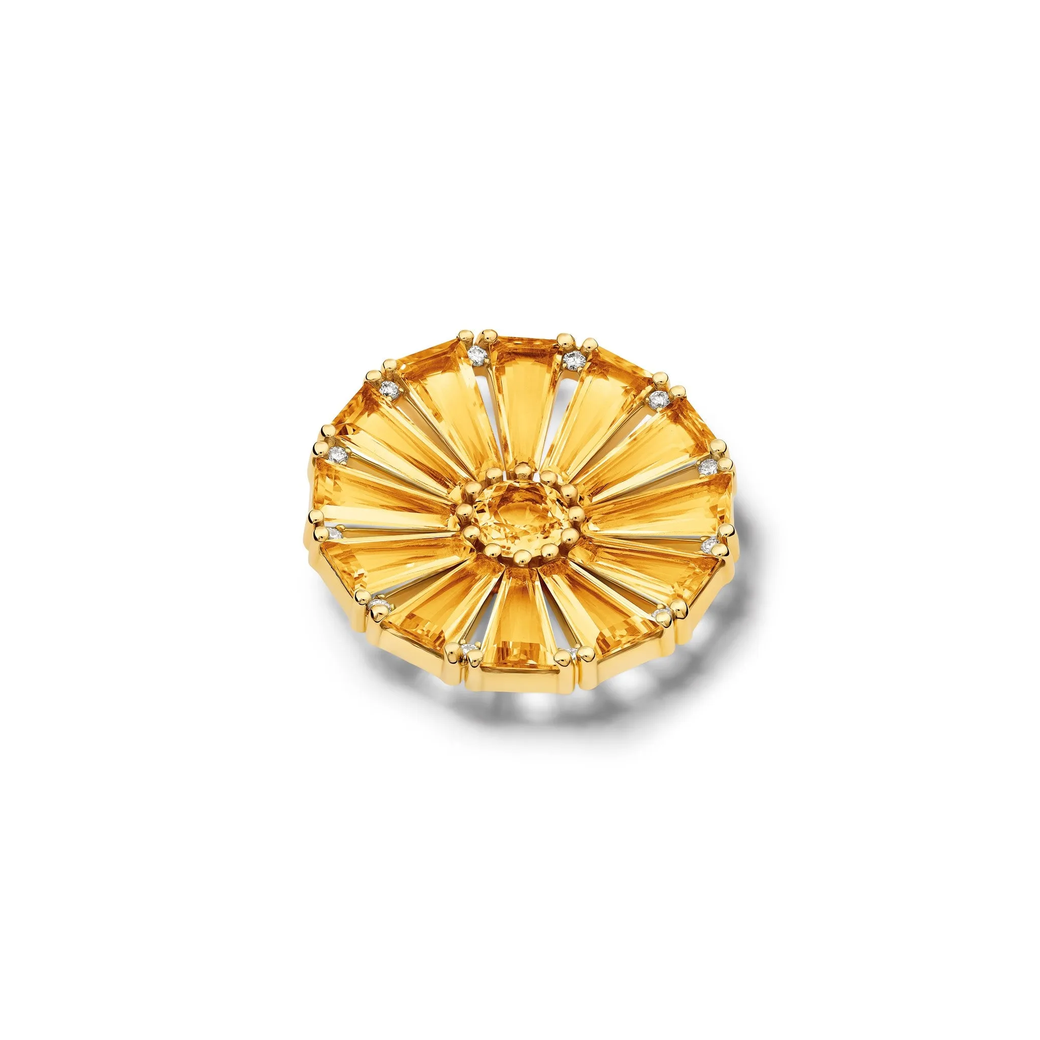 Roi Soleil Brooch Yellow Gold - Citrine & Diamond