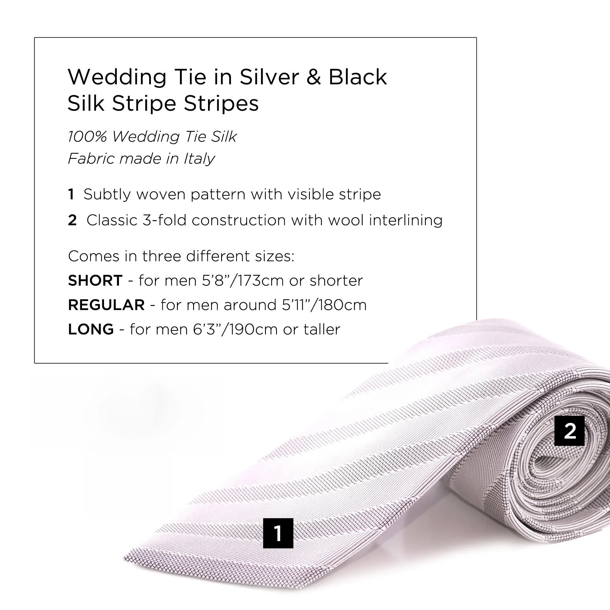 Silver & Black Striped Formal Tie Wedding Tie