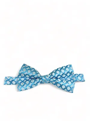 Sky Blue Patterned Bow Tie and Pocket Square