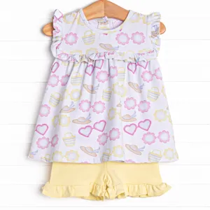 Sunny Day Shades Ruffle Short Set, Yellow