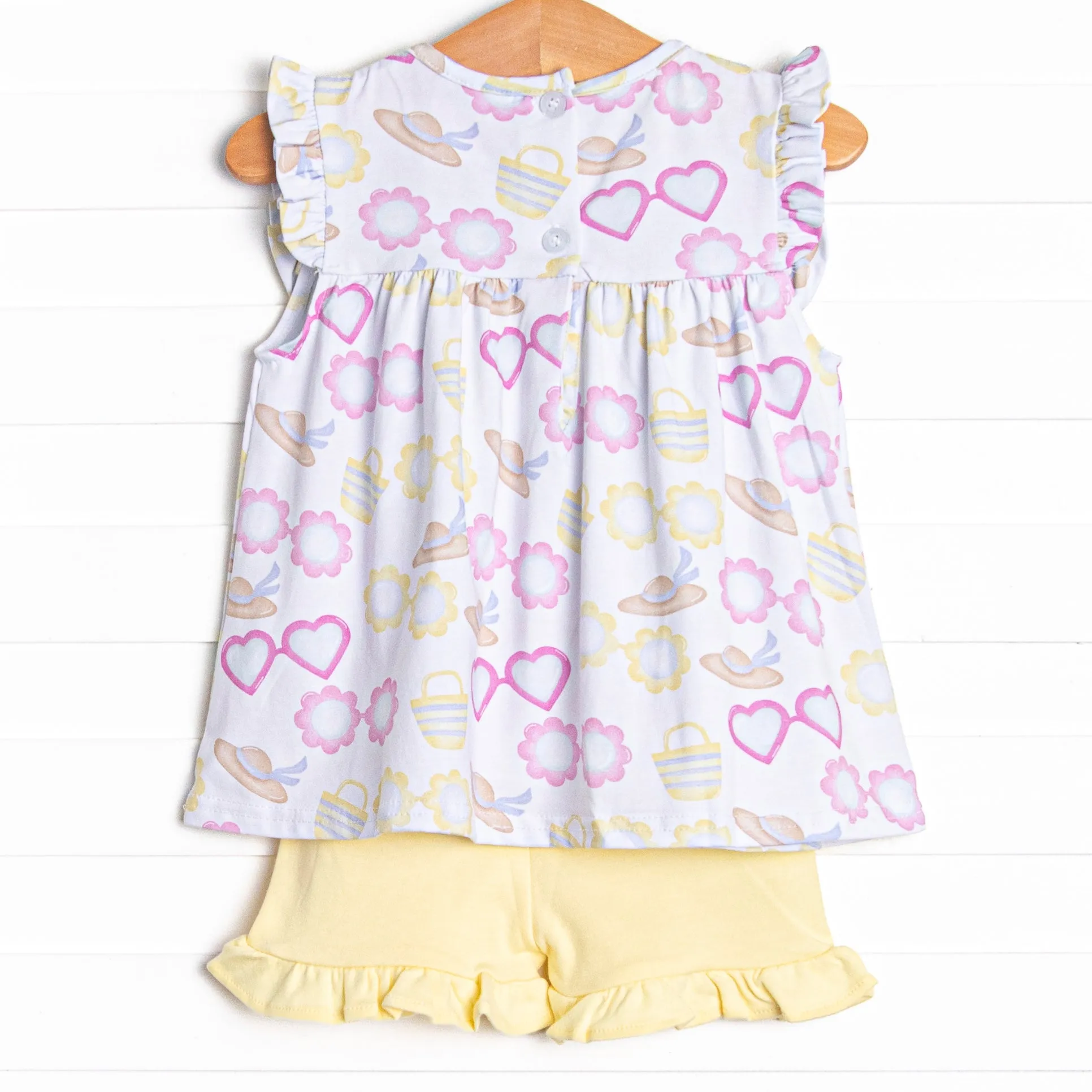 Sunny Day Shades Ruffle Short Set, Yellow