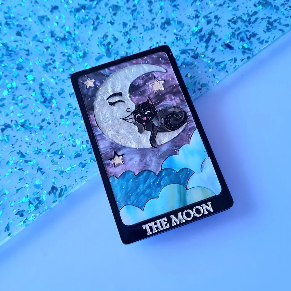 The Moon Cat Tarot Card Brooch by Cherryloco Jewellery
