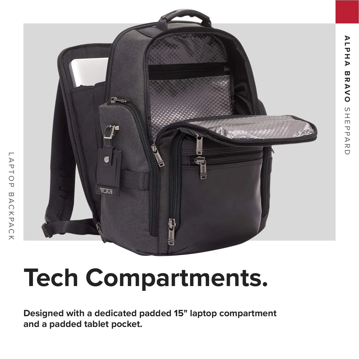 TUMI - Alpha Bravo Sheppard Deluxe Brief Pack Laptop Backpack - 15 Inch Computer Bag for Men and Women - Graphite