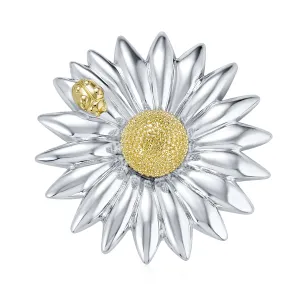 Two Tone Brooche Pin Fashion Ladybug Sunflower Daisy Scarf Silver Gold Plated