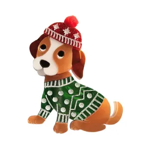 Winter Puppy Brooch by Cherryloco