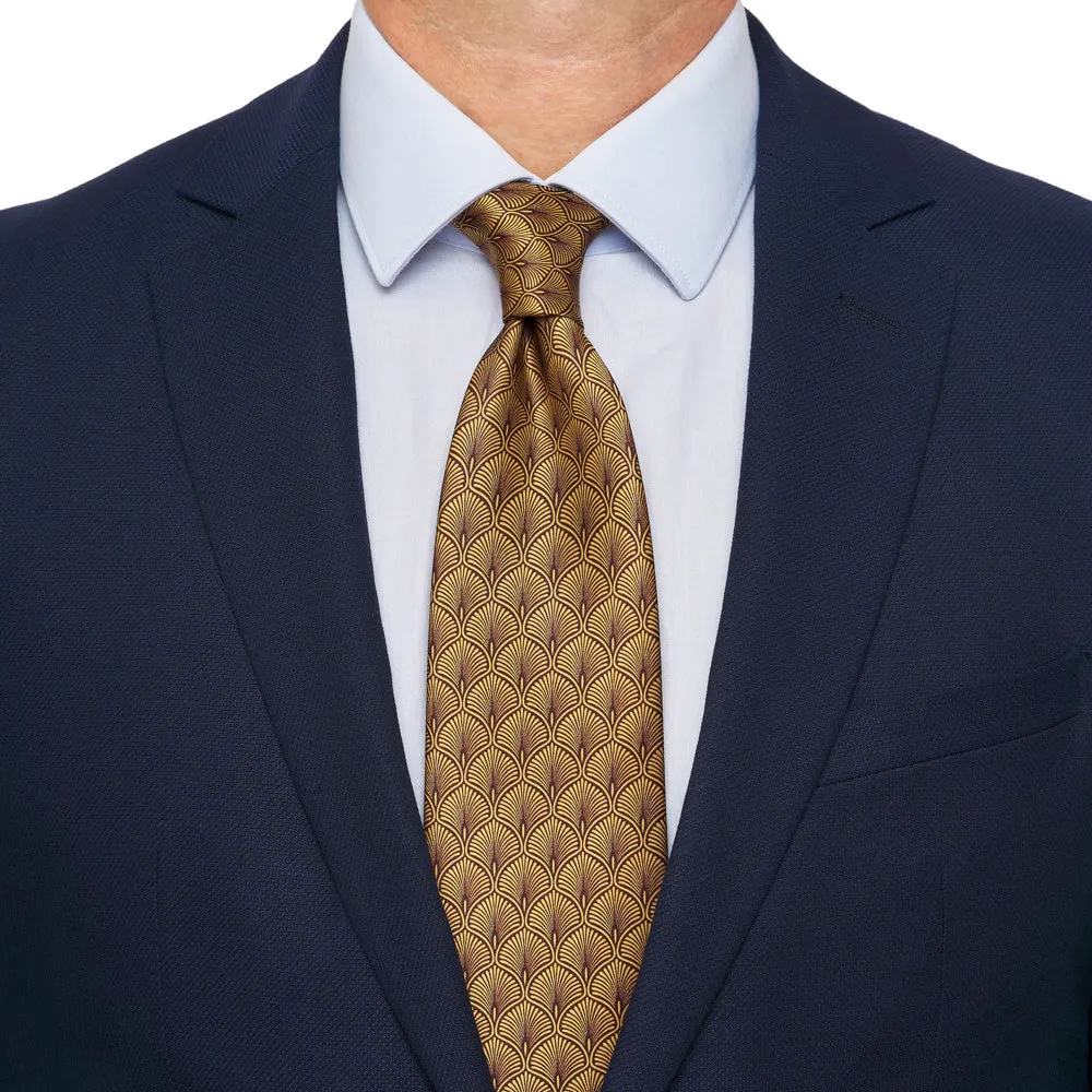 Yellow Peacock's Tail Duchesse Silk Tie