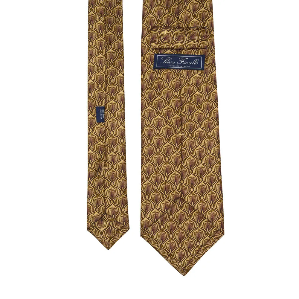 Yellow Peacock's Tail Duchesse Silk Tie