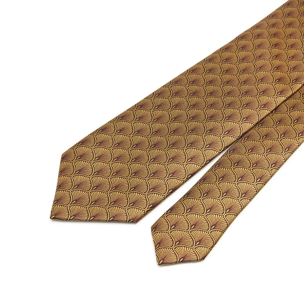 Yellow Peacock's Tail Duchesse Silk Tie